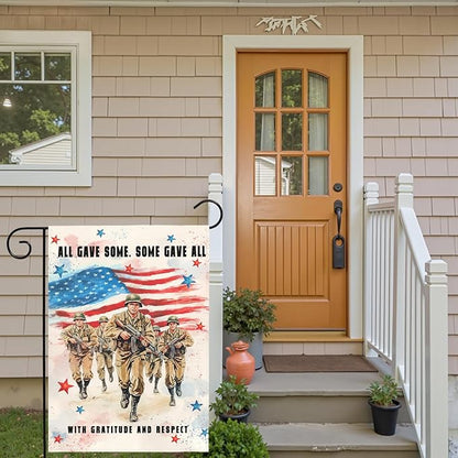 Memorial Day Garden Flag Patriotic American Soldier Tribute Outdoor Yard Flags Honoring Fallen Heroes Military Remembrance Patio Veterans Day Fourth of July American Flag Decor 12x18 Inch