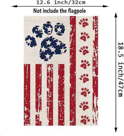 4th of July Garden Flag Dog Stars and Stripes Double Sided USA Flag Patriotic Memorial Day Independence Day Yard Outdoor Decorations 12.5x18 Inch