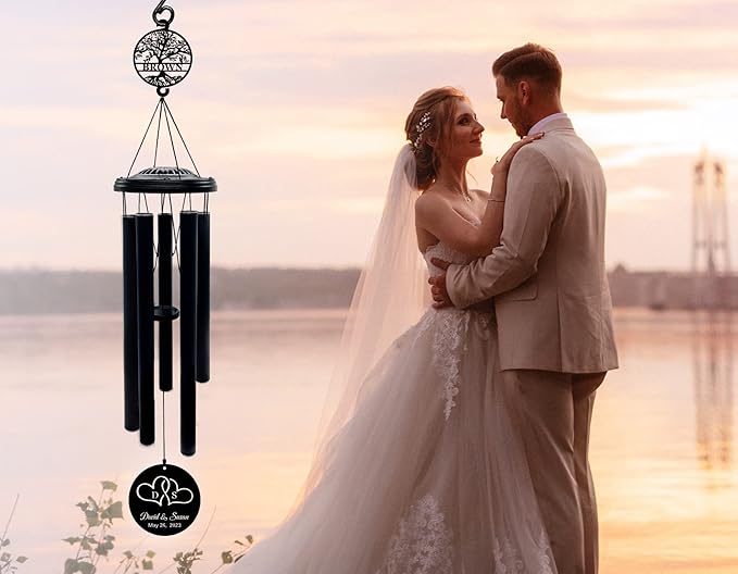 Personalized Initial Hearts Love Wind Chime Gift for Couple, Wedding Gift, Anniversary Couple Gift,Gift for Couple, Personalized Anniversary Wedding Gift 37''