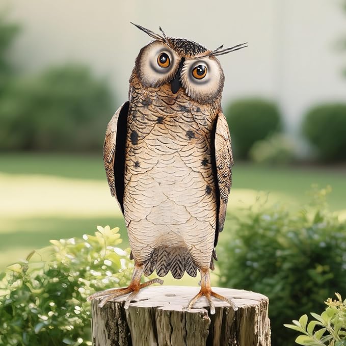 Shorayn Metal Owl Decor Garden Statue Outdoor Bird Yard Art Sculpture for Home Porch Patio Lawn Yard Decoration,Housewarming Birthday Gifts for Women