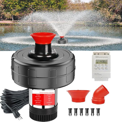 Pond Fountain Aerator, 1HP 110V 15000 GPH Stainless Steel Floating Pump w/100ft Cord – Aerator for Ponds, Lakes, Water Gardens
