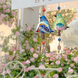 Bird Song Bell Wind Chime, Hanging Bell Bird Song Bell Garden Decoration, Hanging Rustic Wind Chime, Memorial Wind Chimes for Outside and Indoor, Gifts for Mom Friends (Grey)