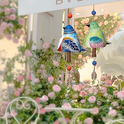 Bird Song Bell Wind Chime, Hanging Bell Bird Song Bell Garden Decoration, Hanging Rustic Wind Chime, Memorial Wind Chimes for Outside and Indoor, Gifts for Mom Friends (Grey)