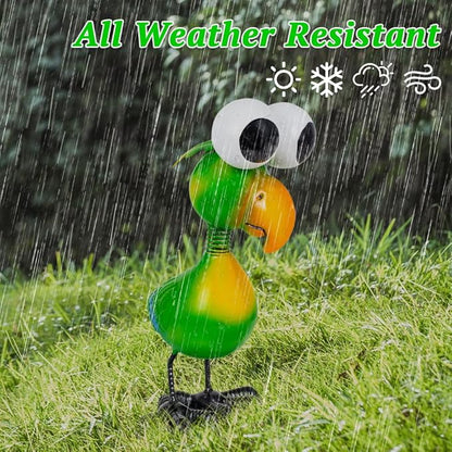 Metal Parrot Garden Statues Outdoor Decor, Green Funny Bird Outdoor Sculptures Yard Art Decoration for Home Patio Lawn Backyard, Gift for Women Lovers Moms