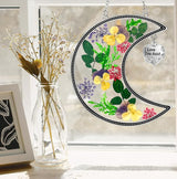 KY&BOSAM Moon Suncatchers Aunt Gifts for Mom Family Friends Stained Glass for Windows Wind Chimes Real Flower Colorful and Metal I Love You Aunt Heart Chain Outdoor for Garden Indoor Home Trees Decor