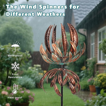 DREAMYSOUL Wind Spinner for Yard and Garden, 360 Degree Tulip Wind Spinner Outdoor, Large Kinetic Metal Wind Spinners & Sculpture