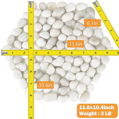 River Rock Stepping Stones Outdoor for Garden Walkway, 12 inch 6 Pcs Hexagon Shape Paver Step Stones Polished Pebble River Stone Mat for Yard Lawn Patio Pathway Walk Way - White