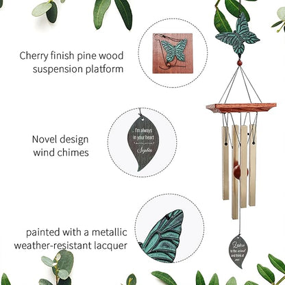 Personalized Sympathy Wind Chimes, Sympathy Gifts for Loss of a Loved One, Wind Chimes Customized Memory Words for Loss of Loved Person, Bereavement/Memorial Gift for Loss