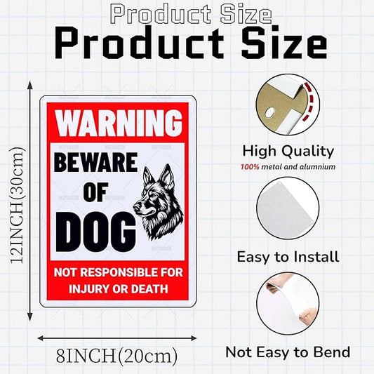 Beware of Dog Sign German Shepherd Metal Sign Warning Beware of Dog Signs for Fence Outdoor Farm Garden Gate Home Yard Decor 12x16 Inch