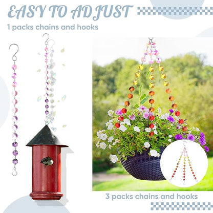 Landical 9 Pack 12 Inch Suncatcher Plant Hanger Hanging Basket Chains with Hooks Crystal Suncatcher Prism Window Hanging Chain Garden for Flower Pots Bird Feeders Wind Chimes Ornaments(Mixed Color)