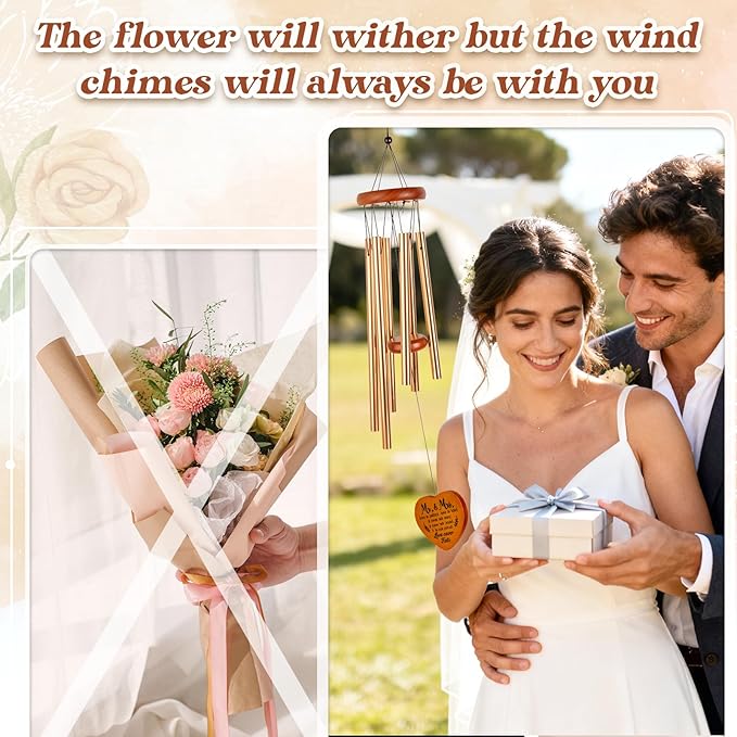 Wedding Gifts for Couples 2026, Mr and Mrs Wind Chimes, Engagement Bridal Shower Gift for Newlywed, Bride, Groom, Wife, Husband, Anniversary Marriage Presents for Couple