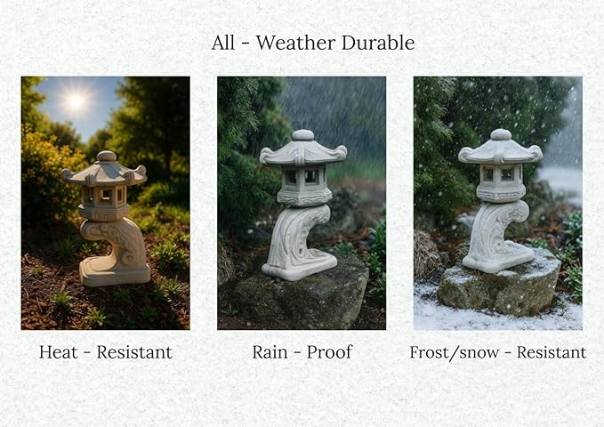 Japanese Pagoda Statue Outdoor Lantern Sculpture Zen Garden Decoration Chinese Stone Style Cement Oriental Lantern Figure Concrete Yard Gift Asian Ornament