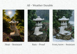 Japanese Pagoda Statue Outdoor Lantern Sculpture Zen Garden Decoration Chinese Stone Style Cement Oriental Lantern Figure Concrete Yard Gift Asian Ornament
