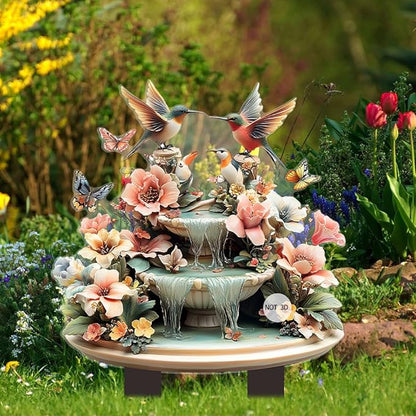 Hummingbird Flowing Water Garden Stake Decor, Butterfly Acrylic 2D Garden Decoration,Sculptures Ornament Garden Accessories for Outdoor Indoor Yard Lawn Pot Plants (Style A)