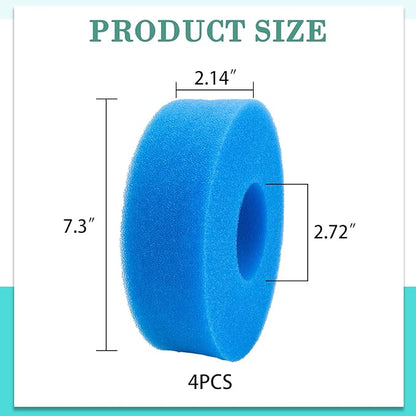 4-Pack Foam Sponge Filter Media, Compatible with Laguna Pressure-Flo 1400 gal. (5000 L) and 2000 gal. (6000 L) UVC Filters, Replacement for Part PT1736 PT1503