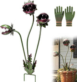 Whimsical Metal Carnivorous Plant Garden Stake, Whimsical Garden Decor, Three Dramatic Open-Mouth Blooms, Yard Art for Flower Beds, Patios & Planters, Unique Quirky