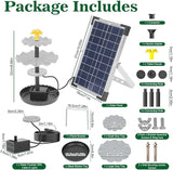 Solar Water Fountain, 6W Solar Bird Bath Fountain Pump with Color LED Lights, 3 Interchangeable Nozzles & Easy Installation, Solar Powered Fountain for Garden, Bird Bath, Patio, Yard, Pond
