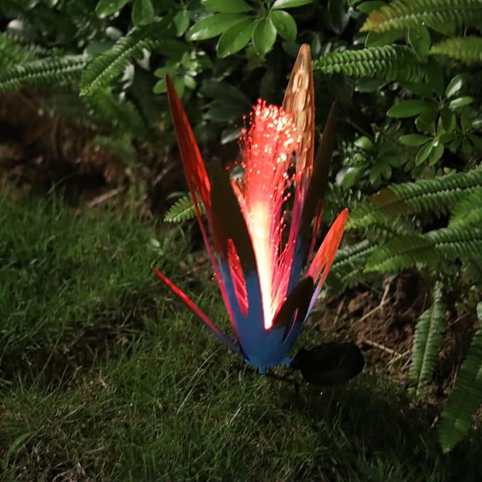 Metal Agave Garden Statue - 13x13x17 inch Solar LED Outdoor Lawn Decor, Hand-Painted Rustic Aloe Vera Sculpture, Waterproof Yard Art for Patio Pathway
