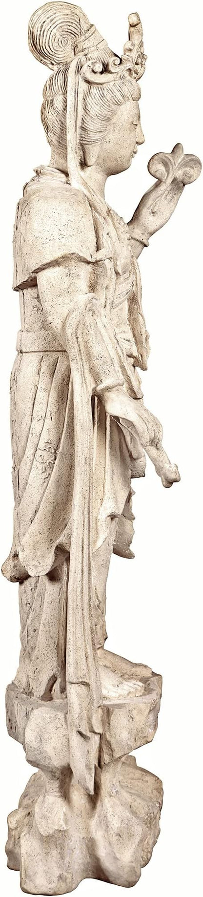 Design Toscano Guan-Yin Patroness of Compassion Asian Decor Outdoor Garden Statue, 54 inches Tall, Fiberglass Cast Stone Resin, Limestone Finish