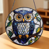 Owl Stained Glass Window Hanging Sun Catcher - Handmade Glass Window/Home Decor,Owl Gifts for Women Sun Catchers Hangings Birds Suncatcher Decor for Birthday for Women Men