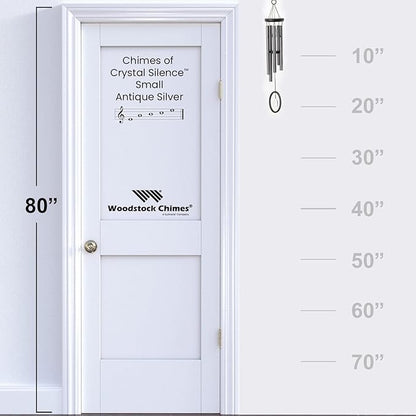 Woodstock Chimes Signature Collection, Chimes of Crystal Silence Small (21'') Antique Silver Wind Chimes for Outdoor, Patio, Home or Garden Decor (SMCAS)