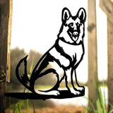 Metal Garden Dog Statue Ornament Gift Metal Art Dog Silhouette Decoration Steel Dogs Statue Decorative Garden Stakes for Yard, Lawn, Patio, Pathway(German Shepherd)