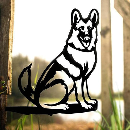 Metal Garden Dog Statue Ornament Gift Metal Art Dog Silhouette Decoration Steel Dogs Statue Decorative Garden Stakes for Yard, Lawn, Patio, Pathway(German Shepherd)