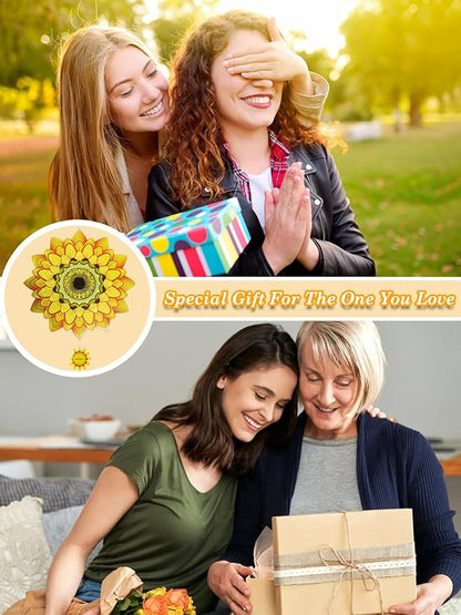 Sunflower Wind Spinners Outdoor Garden Decor for Outside - 12 Inch 3D Stainless Steel Metal Wind Spinners - Sunflower Gardening Gifts for Women, Yard Decorations Outdoor Hanging Decor