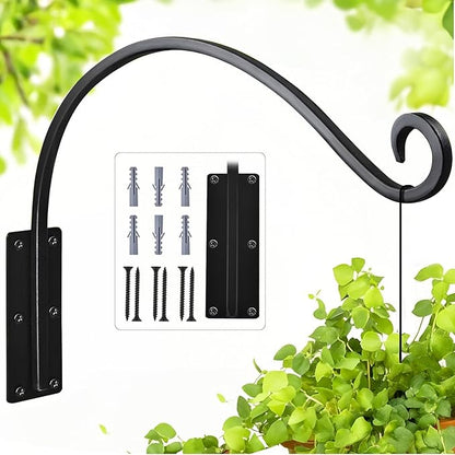 Heavy Duty 16 Inch Plant Hangers Bracket Outdoor, 60lbs Weight Capacity, Metal Wall Hooks for Hanging Plants, Bird Feeder, Wind Chime, Wall Decor, Plant Hanger Hooks for Hanging Flower Baskets