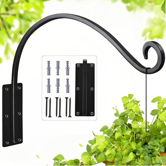 Heavy Duty 16 Inch Plant Hangers Bracket Outdoor, 60lbs Weight Capacity, Metal Wall Hooks for Hanging Plants, Bird Feeder, Wind Chime, Wall Decor, Plant Hanger Hooks for Hanging Flower Baskets