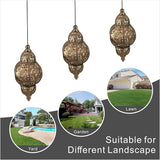 Hanging Solar Lights Garden Lights Metal Moroccan Lamp Waterproof for Outdoor Hanging Decor Yard Backyard Garden Decorative (2 Pack, Bronze)