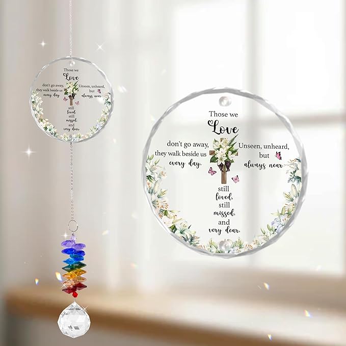 Glass Ornament Suncatcher - Sympathy Gift for Loss of Loved One - Grief Gifts - Heaven Keepsake - Mother's Day for Mom Dad Sisters Brothers - Hanging Home Garden Decor