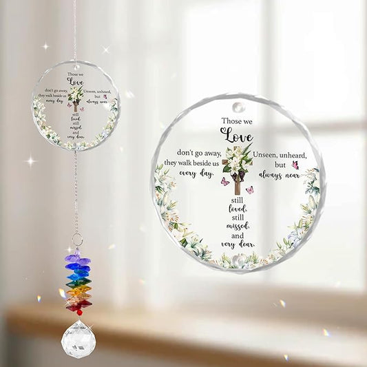 Glass Ornament Suncatcher - Sympathy Gift for Loss of Loved One - Grief Gifts - Heaven Keepsake - Mother's Day for Mom Dad Sisters Brothers - Hanging Home Garden Decor