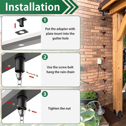 4 Pack Rain Chain Adapter for Gutter Rain Chain for Outside Metal Rain Chain Adapter with Bolt Rain Chain Gutter for Outside Gutter Downspout