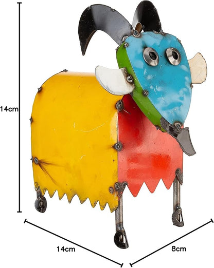 Rustic Arrow Small Round Goat Head, Multicolor