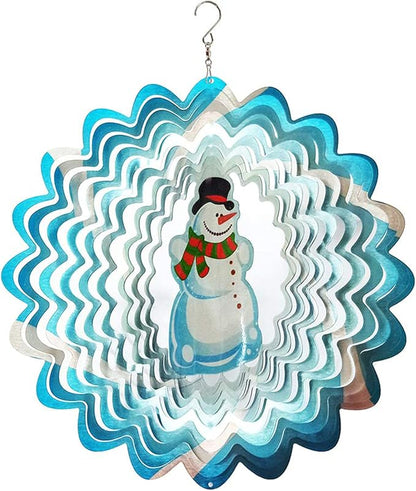 FONMY Wind Spinner 3D Stainless Steel Christmas Decoration Garden Decoration Indoor Outdoor Hanging Ornament Worth Gift 12 inch Snowman Metal Wind Spinners