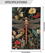 Vintage Dragonfly Floral Garden Flags 12×18 Inch Double Sided Decorative Yard Banner Seasonal Flag for Outdoor Outside Decor