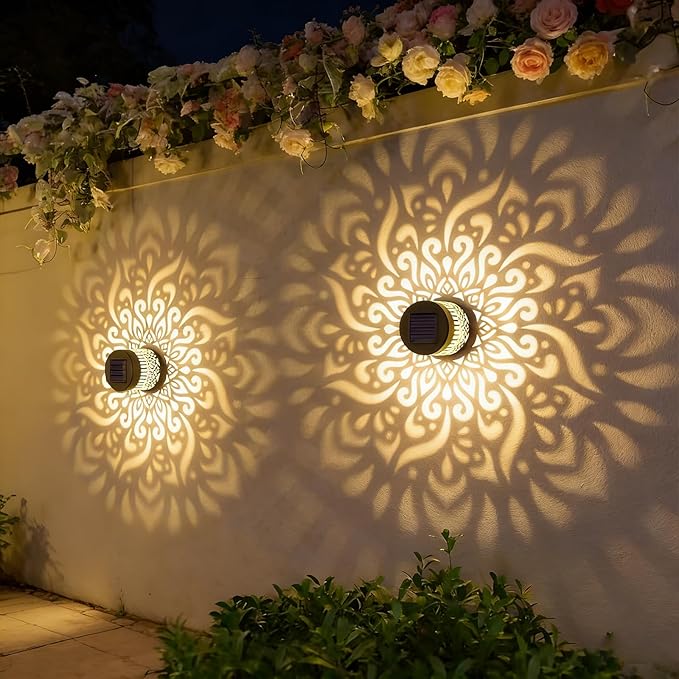 Decorative Solar Mandala Lights, 2026 Upgrade Outdoor Metal Solar Mandala Lights, Waterproof Mandala Theme Fence Light for Garden Backyard Post Patio Yard (1 Pcs)