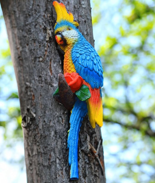 Tropical Hanging Parrot Decor,Resin Bird Figurines,Real Bird Statues,Home Ornament Decor for Tiki Bar,Perfect for Yard Ornaments,Tree Decorations Outdoor,Patio,Lawn,Tree Trunk, Porch