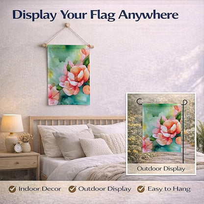 Caroline's Treasures Delaware Peach Blossom in Watercolor Garden Flag Mailbox Flag Decorative Yard Flag Banner Outside Patio Artwork Yard Flower Beds, Garden Size, Multicolor