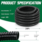 Pond Tubing 1” × 20 Feet Black Flexible PVC Pond Hose,Garden PVC Tube - Reinforced, Kink-Resistant Tubing for Pumps, Fountains & Waterfalls, with 4 Clamps,1" Dia