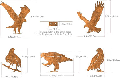 Rusty Birds Decoration (5-Piece Set) – Rusty Birds Fence Decorations Outdoor, Metal Eagle Garden Decor for Patio, Rustic Retro Style, Unique Outdoor Bird Decor,Premium Garden Decor Gifts