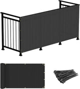 Windscreen4less 3'x10' Deck Balcony Privacy Screen for Deck Pool Fence Railings Apartment Balcony Privacy Screen for Patio Yard Porch Chain Link Fence Condo with Zip Ties Black