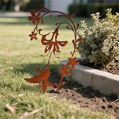 Metal Hollow Flower Garden Stake - Iron Outdoor Lawn Decoration with Intricate Floral Cut-Outs, Floor-Mounted Rust-Resistant Design for Wedding, Garden & Home Crafts - Nature-Inspired Decor