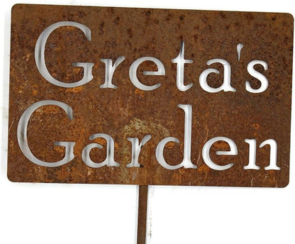 Classic Metal Garden Markers Clearance Items 20 to 33 Inches Tall (Greta's Garden 21", Naturally Rusted)