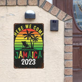 Patio Wall Decor Here We Come Jamaica 2023 Family Summer Vacation Trips Metal Signs Plaque Wall Decor Sign For Bathroom,Kitchen,Yard,Garage,Home Fun Quotes And Inspirational Messages 8X12inch