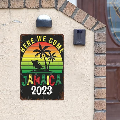 Patio Wall Decor Here We Come Jamaica 2023 Family Summer Vacation Trips Metal Signs Plaque Wall Decor Sign For Bathroom,Kitchen,Yard,Garage,Home Fun Quotes And Inspirational Messages 8X12inch