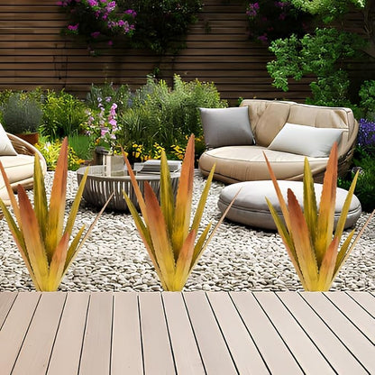 EROCK 2 Pcs Tequila Rustic Sculpture, Wind Resistant Metal Agave Plant Outdoor Home Decor, DIY Rustic Hand Painted Metal Agave Garden Art Plant Country Sculpture Statue Patio Stake Lawn Ornament Gift