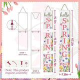 Hello Spring Porch Sign, Flower Butterfly Sign for Front Porch, Pink Tulip Wooden Sign Yard, Vertical Wood Sign Standing for Patio Front Door Porch, Farmhouse Holiday Home Party Entryway Yard Wall Decor Indoor Outdoor, 47x8 inch