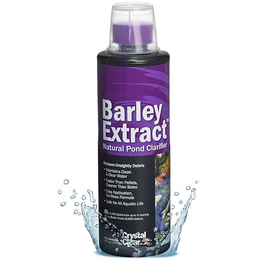 CrystalClear Barley Extract Pond Treatment – Natural Water Clarifier for Fountains, Water Gardens & Koi Ponds, Clears Cloudiness, Fish & Plant Safe, 32 Ounce